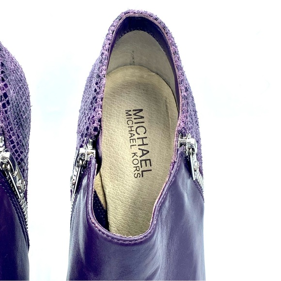 Michael by Michael Korrs | Purple Snakeskin Heeled Ankle Booties - Picture 3 of 13